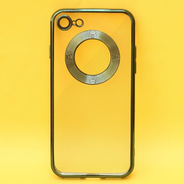 Green 6D Chrome Logo Cut Transparent Case for Apple iphone 7 - The Hatke