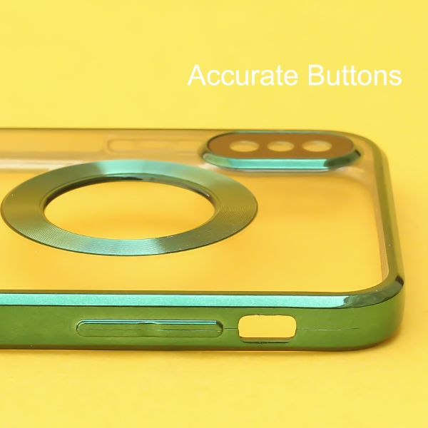 Green 6D Chrome Logo Cut Transparent Case for Apple iphone X/Xs - The Hatke