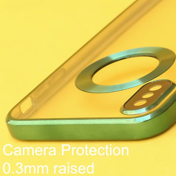 Green 6D Chrome Logo Cut Transparent Case for Apple iphone X/Xs - The Hatke