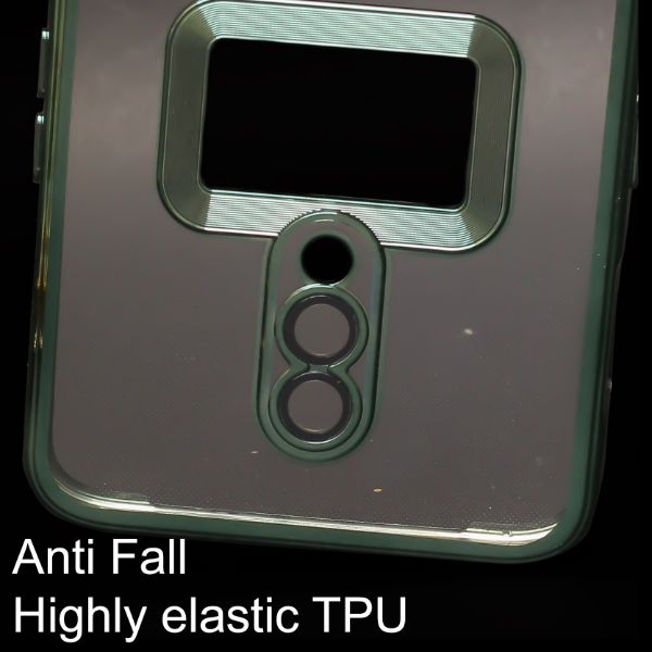 Green 6D Chrome Logo Cut Transparent Case for Oneplus 7 - The Hatke