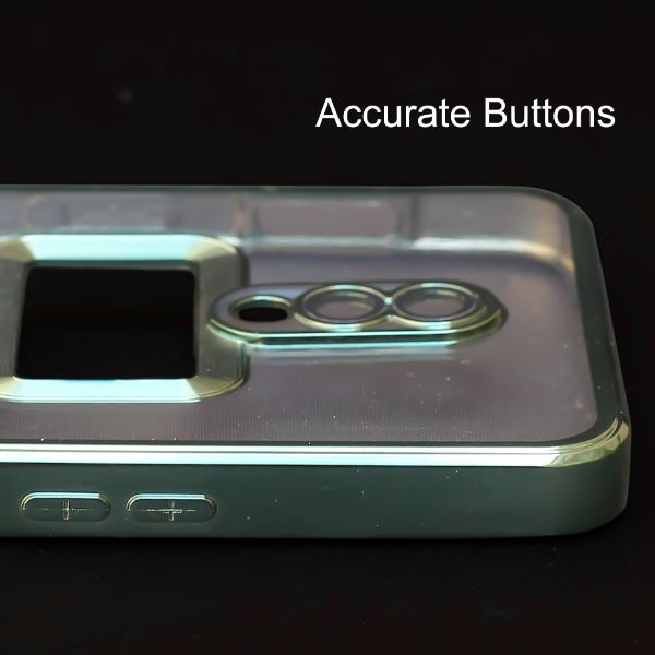 Green 6D Chrome Logo Cut Transparent Case for Oneplus 7 - The Hatke