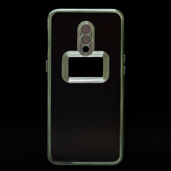 Green 6D Chrome Logo Cut Transparent Case for Oneplus 7 - The Hatke
