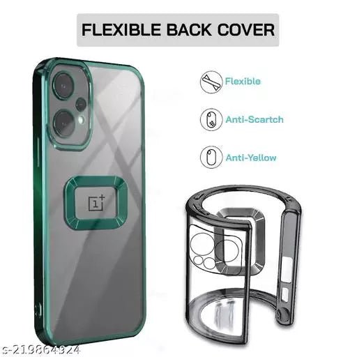 Green 6D Chrome Logo Cut Transparent Case for Oneplus Nord CE 2 Lite - The Hatke