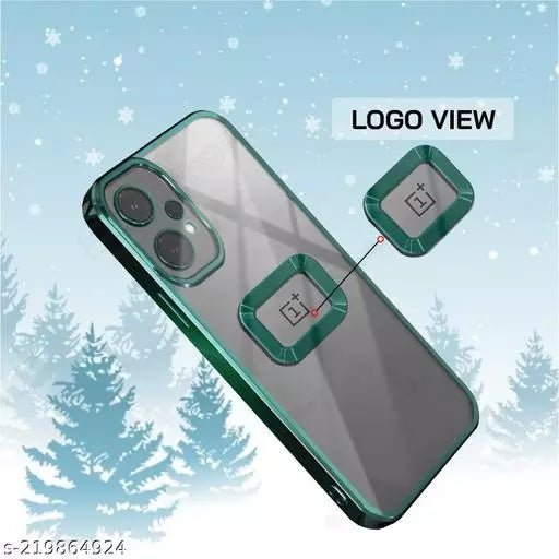 Green 6D Chrome Logo Cut Transparent Case for Oneplus Nord CE 2 Lite - The Hatke