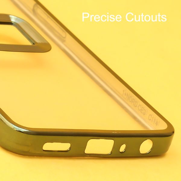 Green 6D Chrome Logo Cut Transparent Case for Oneplus Nord CE 3 Lite - The Hatke