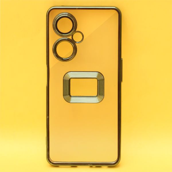 Green 6D Chrome Logo Cut Transparent Case for Oneplus Nord CE 3 Lite - The Hatke