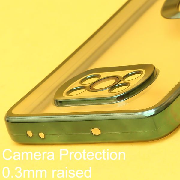 Green 6D Chrome Logo Cut Transparent Case for Poco X3 - The Hatke