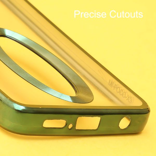 Green 6D Chrome Logo Cut Transparent Case for Poco X3 Pro - The Hatke