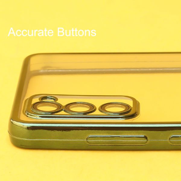 Green 6D Chrome Logo Cut Transparent Case for Samsung S20 FE - The Hatke