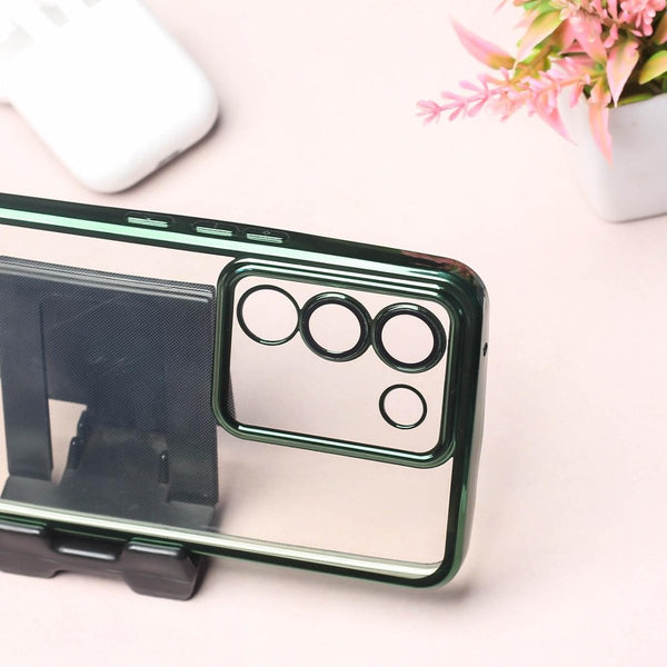 Green 6D Chrome Logo Cut Transparent Case for Vivo Y200 - The Hatke
