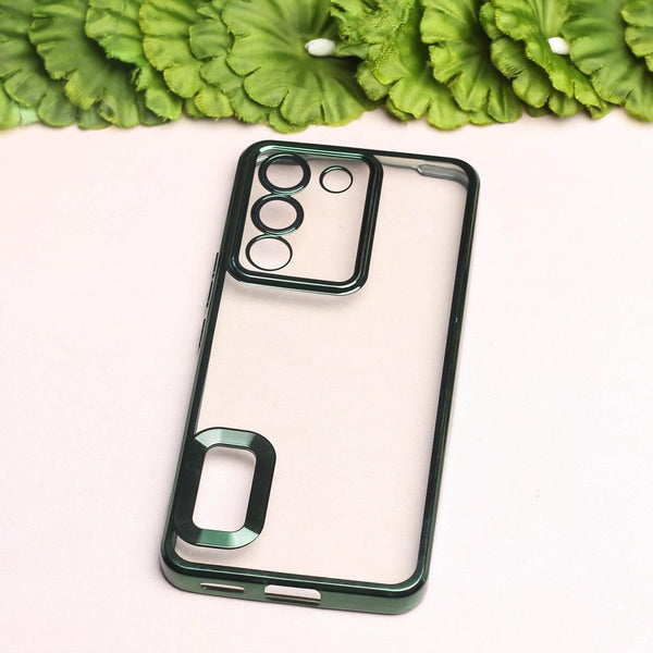 Green 6D Chrome Logo Cut Transparent Case for Vivo Y200 - The Hatke