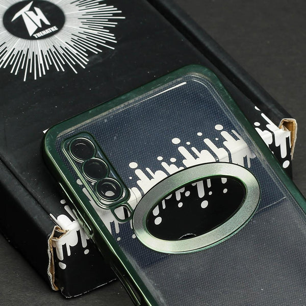 Green 6D Logo Cut Transparent Case for Samsung A7 2018 - The Hatke