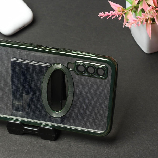 Green 6D Logo Cut Transparent Case for Samsung A7 2018 - The Hatke