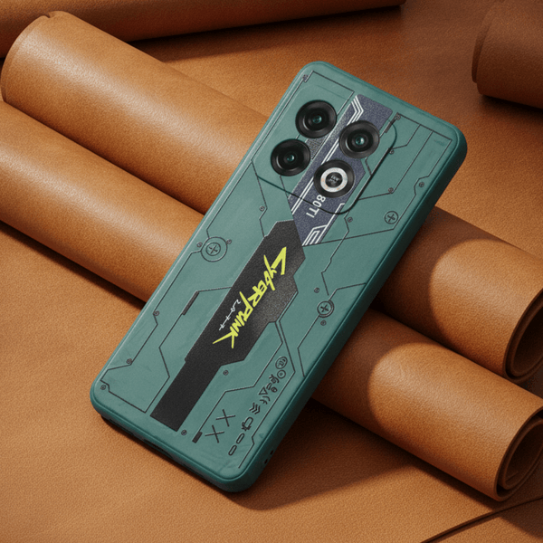 Green Cyberpunk Embossed Silicone case for Oneplus 10 Pro - The Hatke
