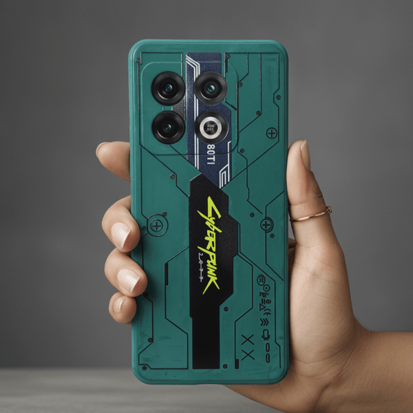 Green Cyberpunk Embossed Silicone case for Oneplus 10 Pro - The Hatke