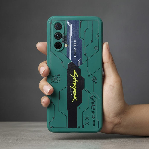 Green Cyberpunk Embossed Silicone case for Oneplus Nord Ce - The Hatke