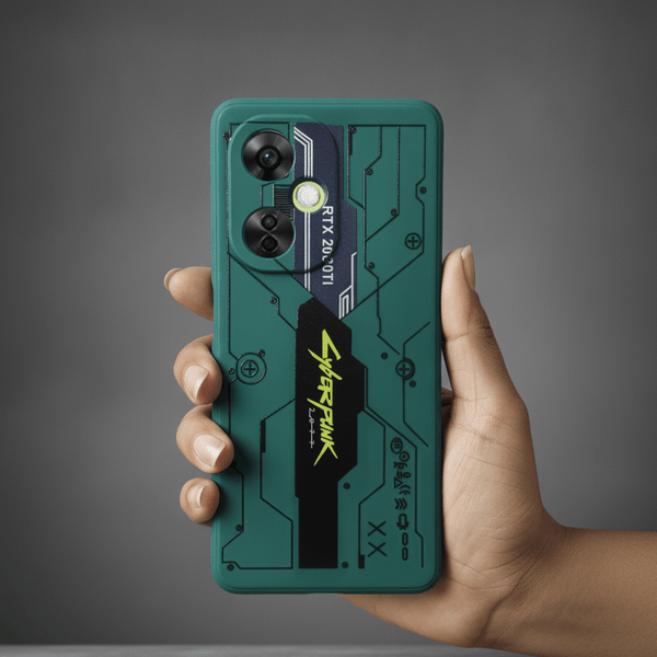 Green Cyberpunk Embossed Silicone case for Oneplus Nord Ce 3 Lite - The Hatke