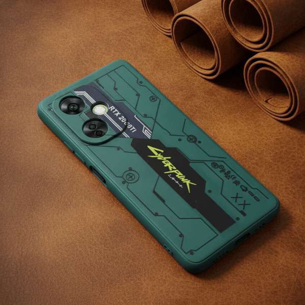 Green Cyberpunk Embossed Silicone case for Oneplus Nord Ce 3 Lite - The Hatke