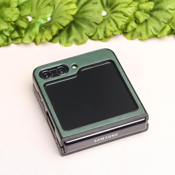 Green Leather Case for Samsung Galaxy Z FLIP 6 - The Hatke