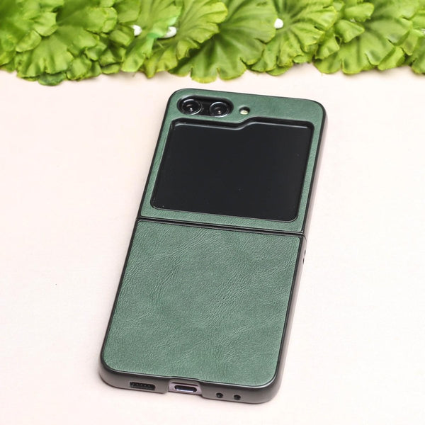 Green Leather Case for Samsung Galaxy Z FLIP 6 - The Hatke