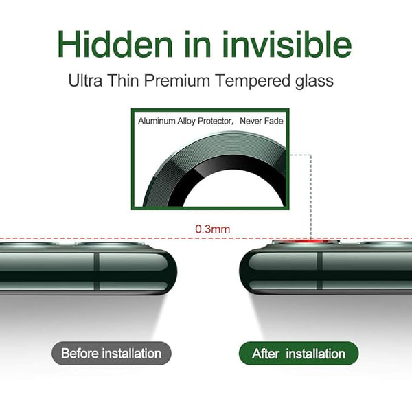 Green Metallic camera ring lens guard for Apple iphone 11 pro - The Hatke