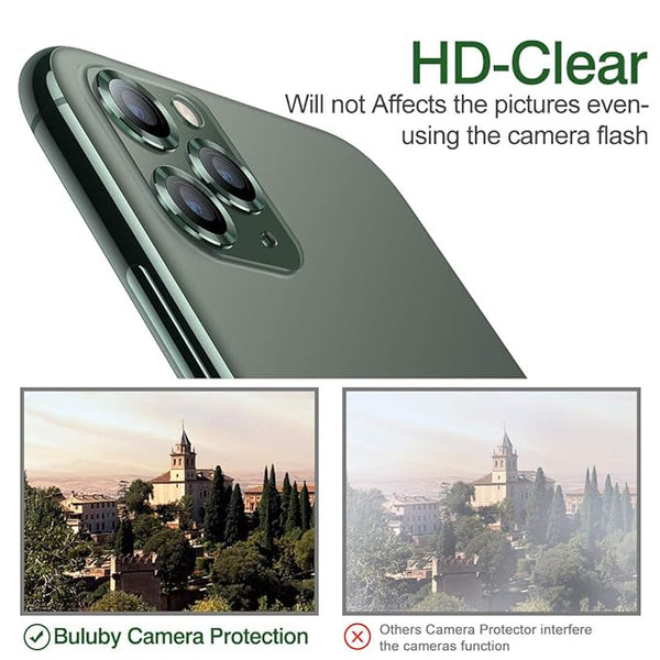 Green Metallic camera ring lens guard for Apple iphone 11 pro - The Hatke