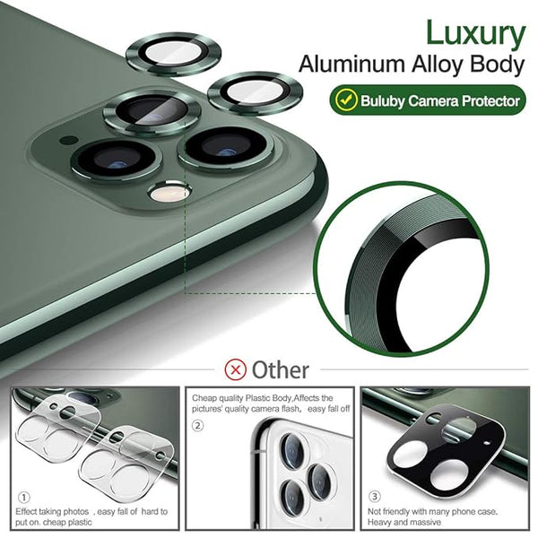 Green Metallic camera ring lens guard for Apple iphone 15 Pro Max - The Hatke