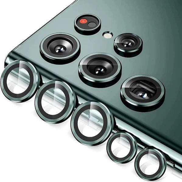 Green Metallic camera ring lens guard for Samsung S23 Ultra - The Hatke