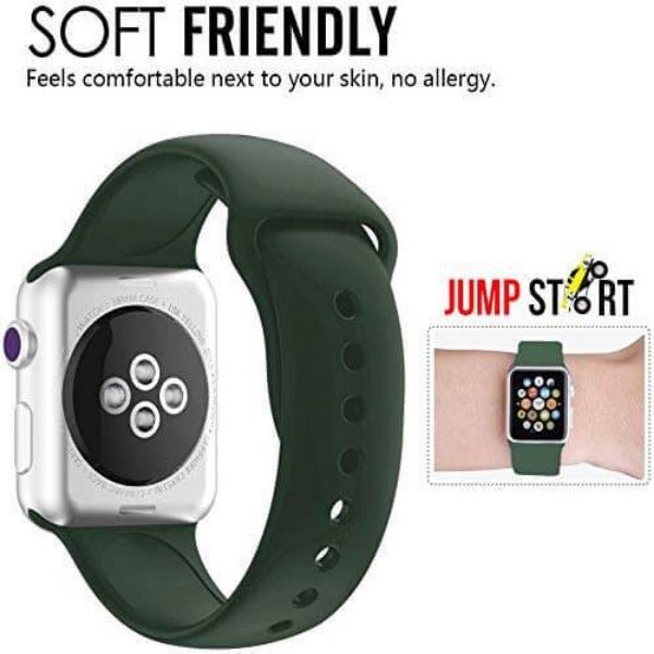 Green Plain Silicone Strap For Apple Watch Series 3 (38mm/40mm/41mm) - The Hatke