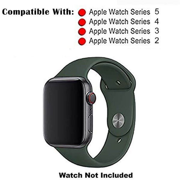 Green Plain Silicone Strap For Apple Watch Series 5 (38mm/40mm/41mm) - The Hatke