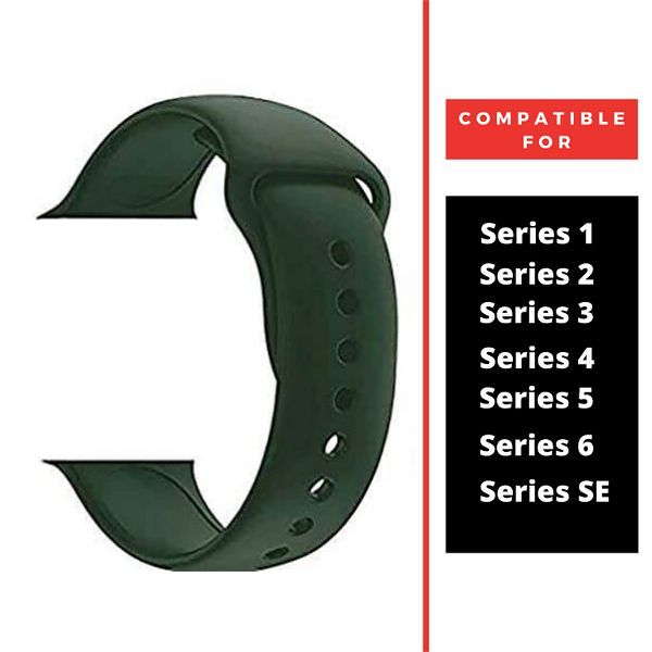 Green Plain Silicone Strap For Watch Series 6 (42mm/44mm/45mm/46mm/49mm) - The Hatke