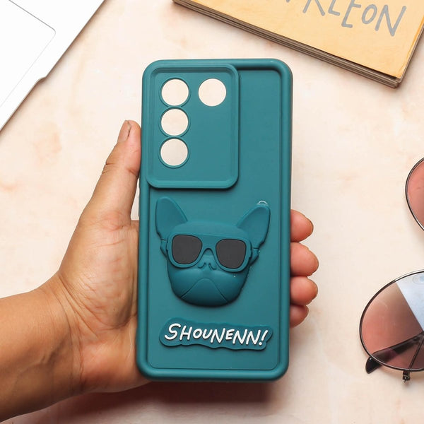 Green SHOUNENN BULLDOG Silicone case for Vivo V27 - The Hatke