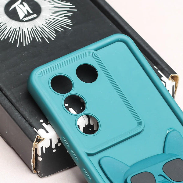 Green SHOUNENN BULLDOG Silicone case for Vivo V27 - The Hatke