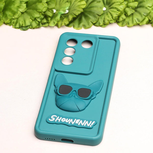Green SHOUNENN BULLDOG Silicone case for Vivo V27 - The Hatke