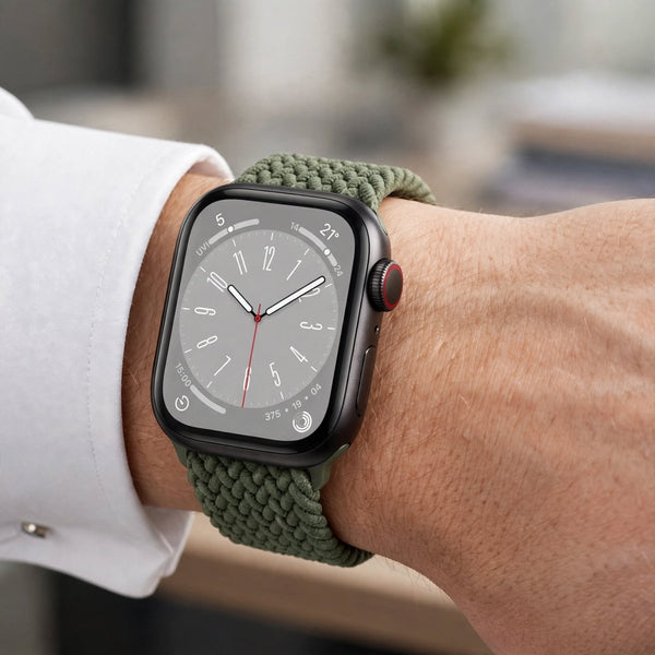 Green Unity Braided Solo Loop For Strap For Apple Watch Series 1 (38mm/40mm/41mm) - The Hatke