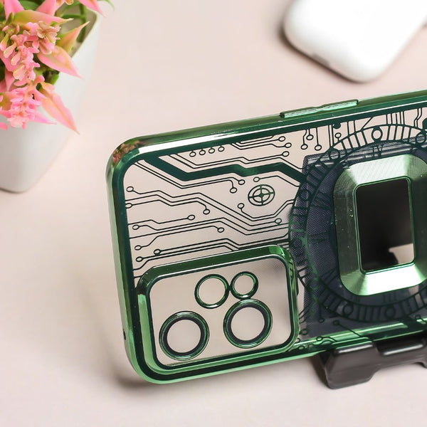 Green Watch Machine Logo Cut Transparent Case for Oneplus Nord CE 2 Lite - The Hatke