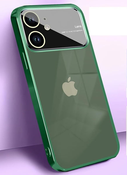 Luxury Plating Green Camera Protection Transparent Case for Apple iphone 12