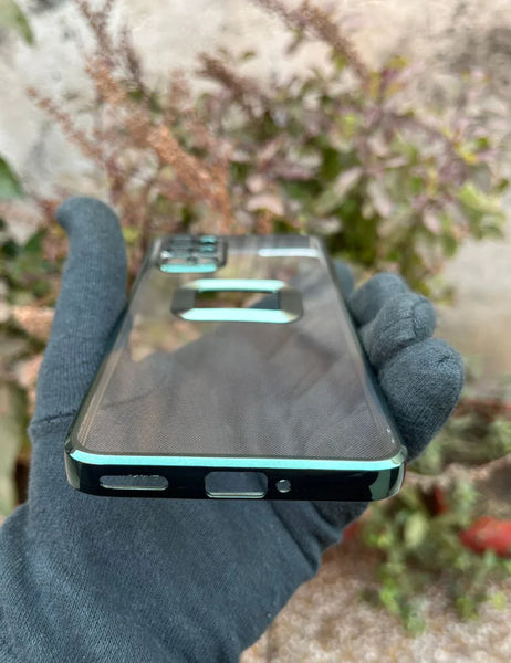 Green 6D Chrome Logo Cut Transparent Case for Oneplus 9R