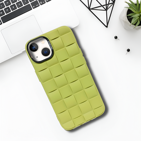 Green Grid silicone case for Apple iPhone 15