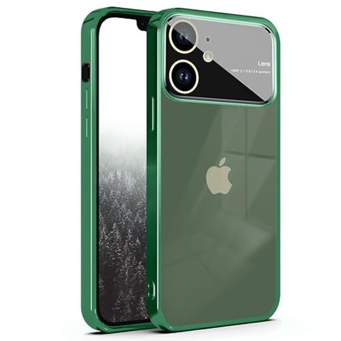 Luxury Plating Green Camera Protection Transparent Case for Apple iphone 12