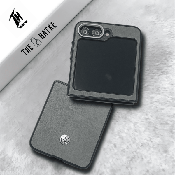 Grey Classy Leather Case for Samsung Galaxy Z FLIP 5 - The Hatke