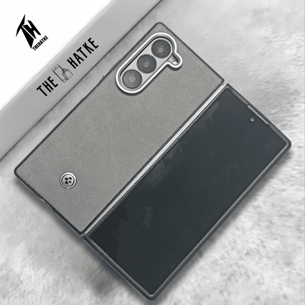 Grey Classy Leather Case for Samsung Galaxy Z Fold 6 - The Hatke