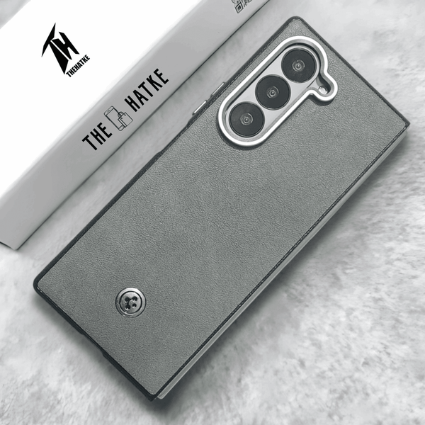 Grey Classy Leather Case for Samsung Galaxy Z Fold 6 - The Hatke