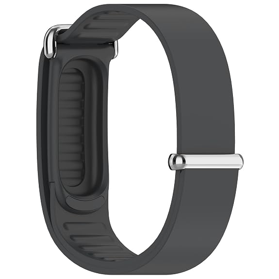 Grey Hard Metal Lock Silicone Strap For Google Fitbit Air - The Hatke