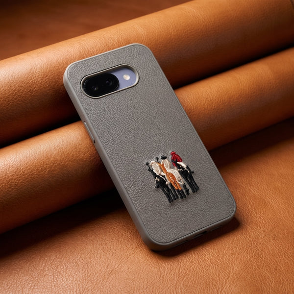 Grey Leather 3 Horse Rider OC Ornamented for Google Pixel 10a - The Hatke
