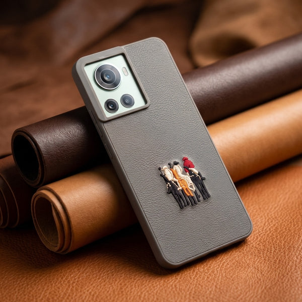 Grey Leather 3 Horse Rider OC Ornamented for Oneplus 10r - The Hatke