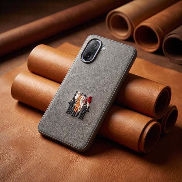 Grey Leather 3 Horse Rider OC Ornamented for Oneplus Nord Ce 5 - The Hatke