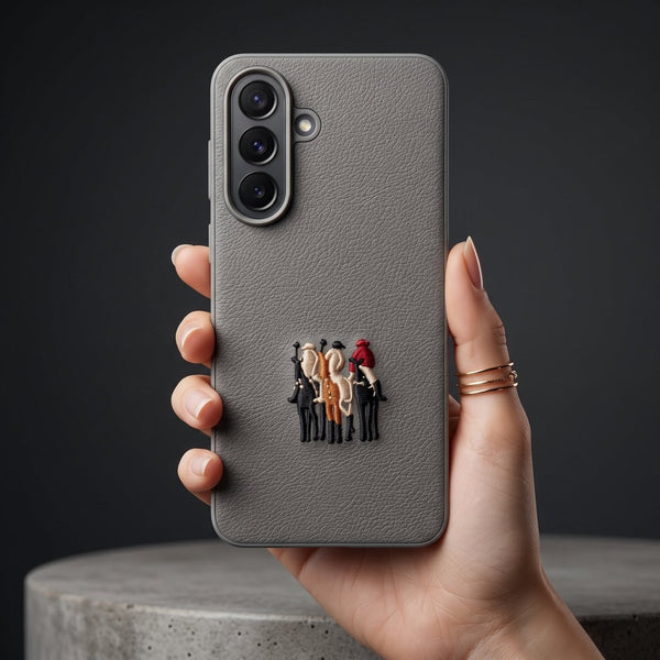 Grey Leather 3 Horse Rider OC Ornamented for Samsung A17 - The Hatke
