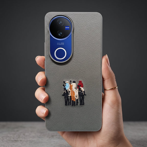 Grey Leather 3 Horse Rider OC Ornamented for Vivo V50 - The Hatke