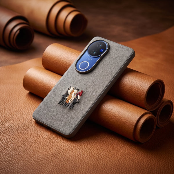 Grey Leather 3 Horse Rider OC Ornamented for Vivo V50 - The Hatke